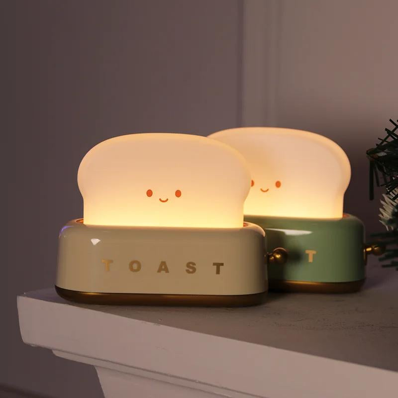 Cute Night Light Toast Lamp Dimmable LED Toaster Night Lamp,Children'S Bread LED Night Light for Bedroom Decor Child Nightlight Kids Gift