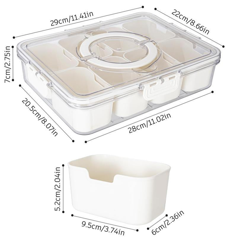 Divided Serving Tray with Lid and Handle-Snackle Box Charcuterie Container for Portable Snack Platters-Clear Organizer for Candy,Fruits,Nuts,Snacks-Perfect for Party, Entertaining Kitchen Transparent Utensils