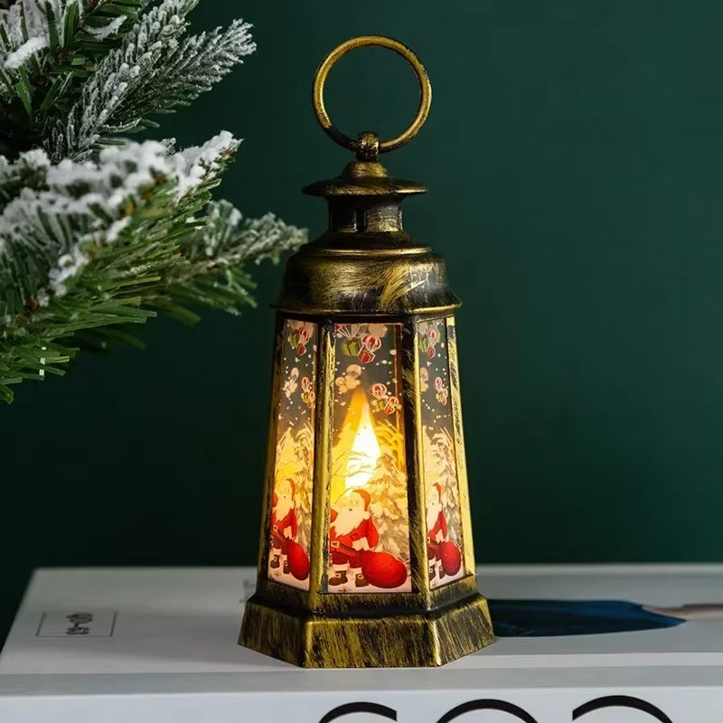 Lighted Christmas Snow Globe Lantern Battery Operated LED Night Light with Hook Christmas Tree Ornaments Gift Ideas