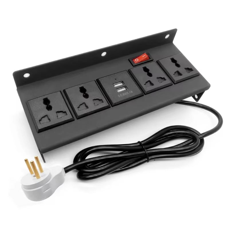 Aluminum Panel Power Strip with USB, 1.2M Extension Cord with 2 USB Ports, 4 Outlets,Desktop Power Strip for Home, Office