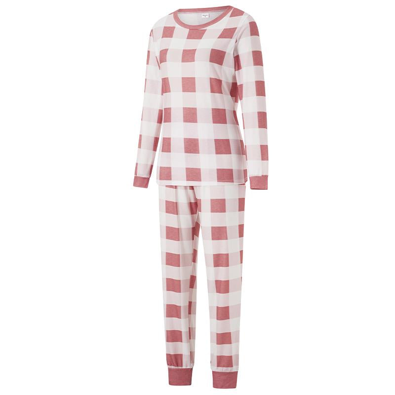 Family Pajamas Matching Set, Long Sleeve T-Shirt with Pants Plaid Sleepwear Loungewear