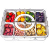 Divided Serving Tray with Lid and Handle-Snackle Box Charcuterie Container for Portable Snack Platters-Clear Organizer for Candy,Fruits,Nuts,Snacks-Perfect for Party, Entertaining Kitchen Transparent Utensils