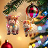 2D Long Haired Cow Ornament, 1 Count Modern Style Christmas Tree Decoration, Pendant for Car Rearview Mirror Bag Keychain