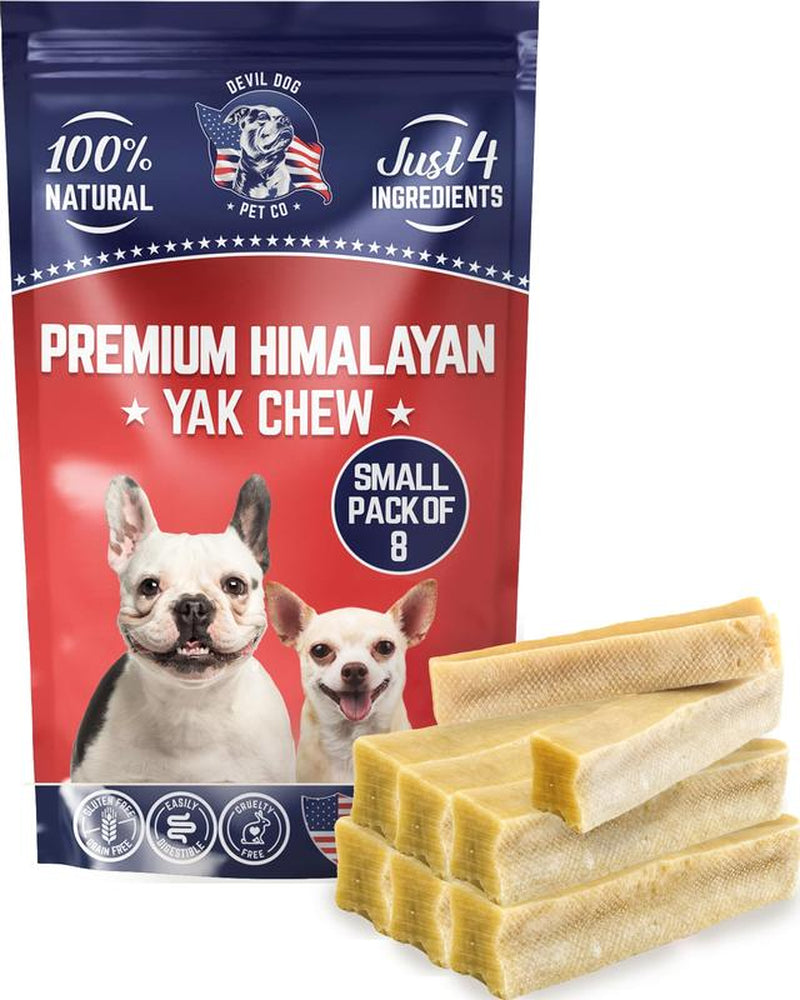 Devil Dog Pet Co. Himalayan Yak Chews (Small 8 Pack) Premium Cheese Dog Treats, 100% Natural & Healthy, Odor Free, Long Lasting Veteran Owned Business Authentic Himalayan